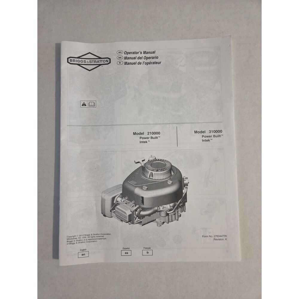 Briggs & Stratton Operators Manual For Model 210000 And Model 310000